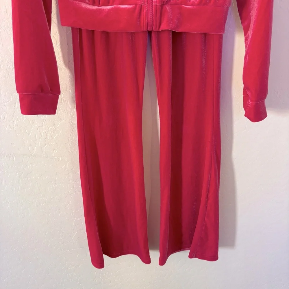 SHEIN Fuchsia Girls Velour‎ Zip-Up Hoodie Tracksuit Set Size 12